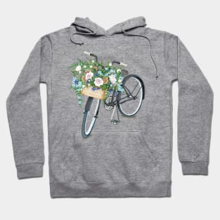 Vintage Black Bicycle With Flowers Hoodie